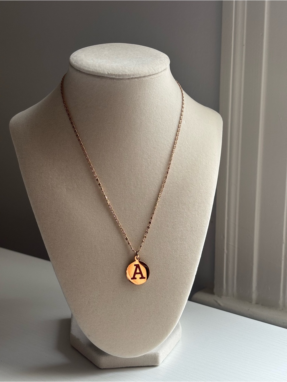 Gold Initial Necklace Letter A Pendant Minimal Dainty Personalized Jewelry - Picture 6 of 10